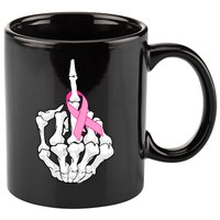 Breast Cancer Skeleton Middle Finger Ribbon 11oz C Handle Ceramic Mug