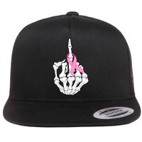 Breast Cancer Skeleton Middle Finger Ribbon Flatbill Hat