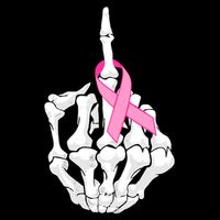 Breast Cancer Skeleton Middle Finger Ribbon Flatbill Hat