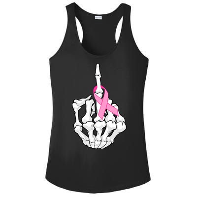 Breast Cancer Skeleton Middle Finger Ribbon Ladies PosiCharge Competitor Racerback Tank