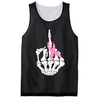 Breast Cancer Skeleton Middle Finger Ribbon Mesh Reversible Basketball Jersey Tank