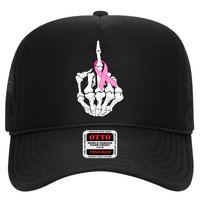 Breast Cancer Skeleton Middle Finger Ribbon Trucker Hat