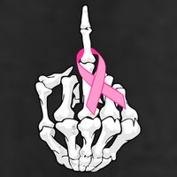 Breast Cancer Skeleton Middle Finger Ribbon Trucker Hat