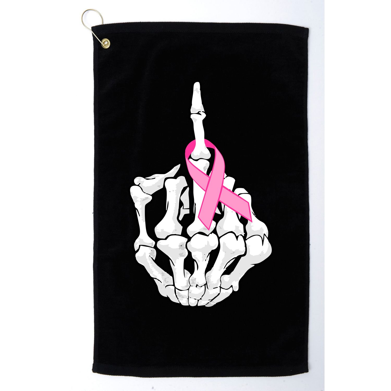 Breast Cancer Skeleton Middle Finger Ribbon Golf Towel