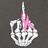 Breast Cancer Skeleton Middle Finger Ribbon Cotton Canvas Backpack