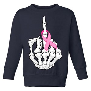 Breast Cancer Skeleton Middle Finger Ribbon Toddler Sweatshirt