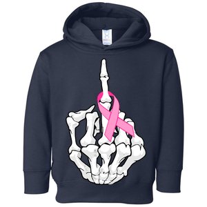 Breast Cancer Skeleton Middle Finger Ribbon Toddler Hoodie