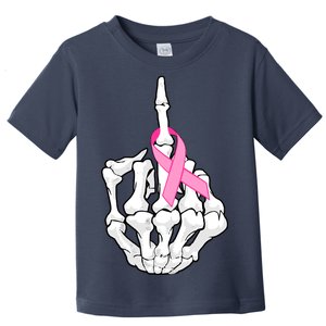 Breast Cancer Skeleton Middle Finger Ribbon Toddler T-Shirt