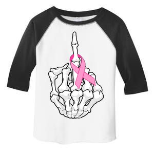 Breast Cancer Skeleton Middle Finger Ribbon Toddler Fine Jersey T-Shirt