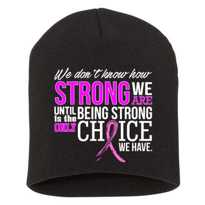 Breast Cancer Strong Short Acrylic Beanie