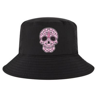 Breast Cancer Sugar Skull Day Of The Dead Dia De Los Muertos Cool Comfort Performance Bucket Hat