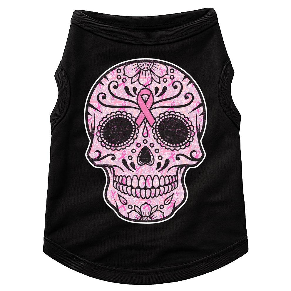 Breast Cancer Sugar Skull Day Of The Dead Dia De Los Muertos Doggie Tank