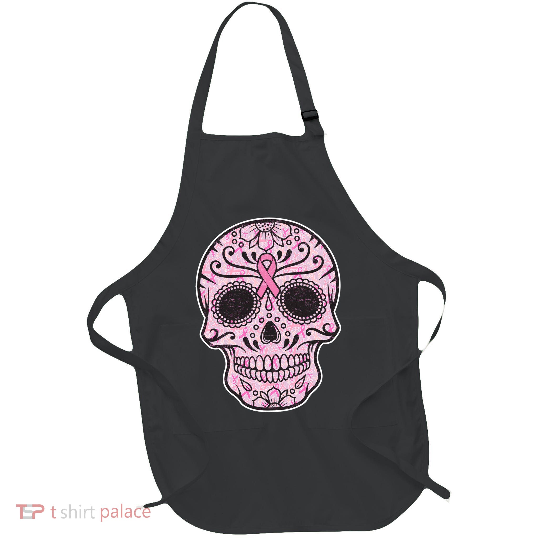 Breast Cancer Sugar Skull Day Of The Dead Dia De Los Muertos Apron