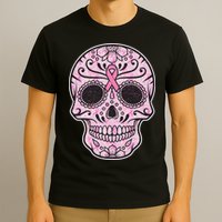 Breast Cancer Sugar Skull Day Of The Dead Dia De Los Muertos T-Shirt