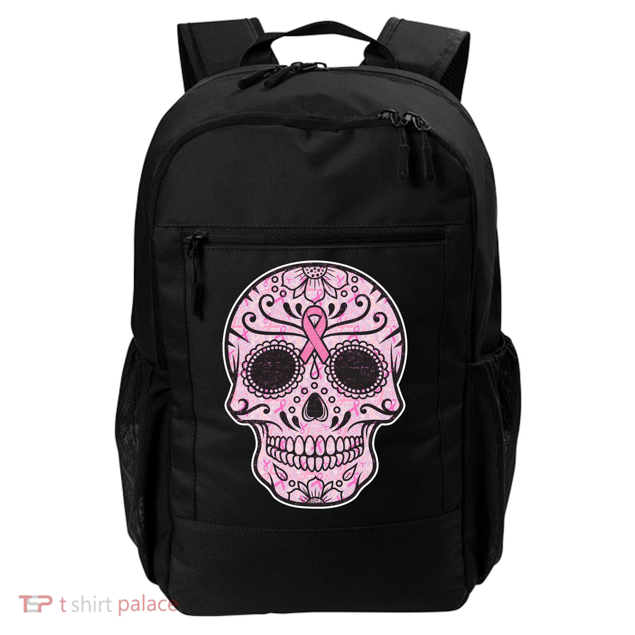 Breast Cancer Sugar Skull Day Of The Dead Dia De Los Muertos Backpack