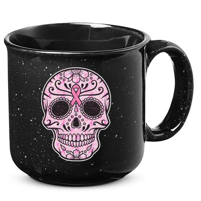 Breast Cancer Sugar Skull Day Of The Dead Dia De Los Muertos 15oz Campfire Ceramic Mug