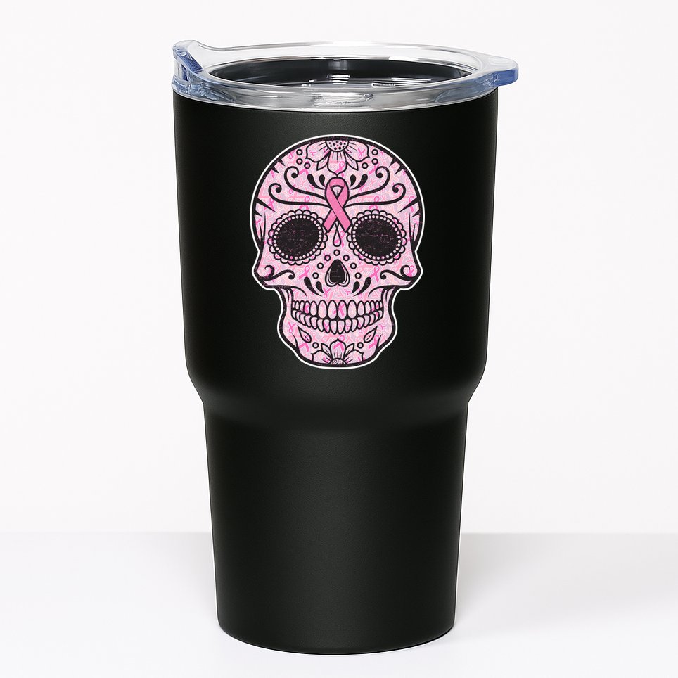 Breast Cancer Sugar Skull Day Of The Dead Dia De Los Muertos Tumbler