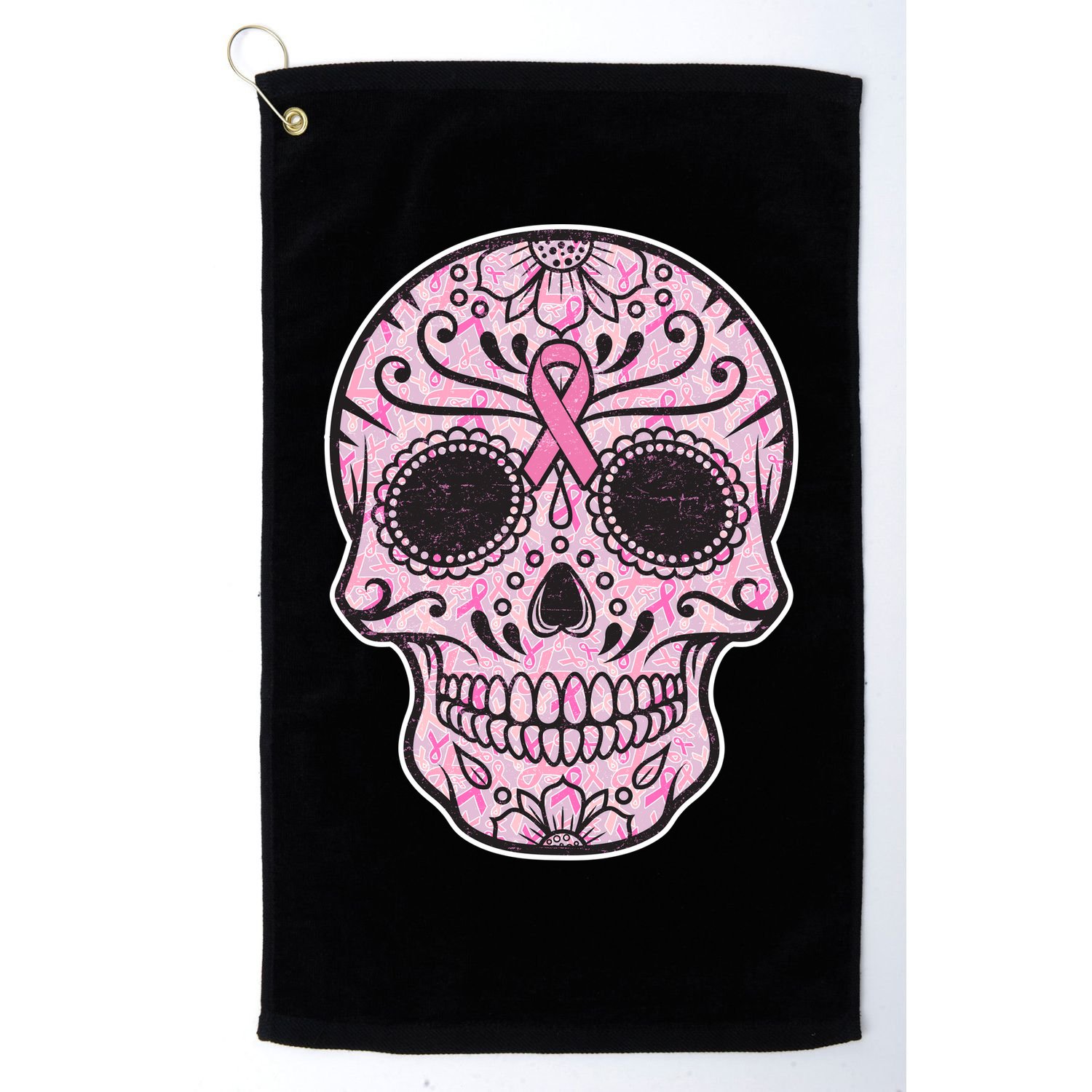 Breast Cancer Sugar Skull Day Of The Dead Dia De Los Muertos Golf Towel
