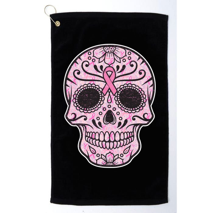 Breast Cancer Sugar Skull Day Of The Dead Dia De Los Muertos Golf Towel