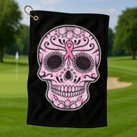 Breast Cancer Sugar Skull Day Of The Dead Dia De Los Muertos Golf Towel