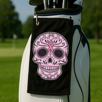 Breast Cancer Sugar Skull Day Of The Dead Dia De Los Muertos Golf Towel