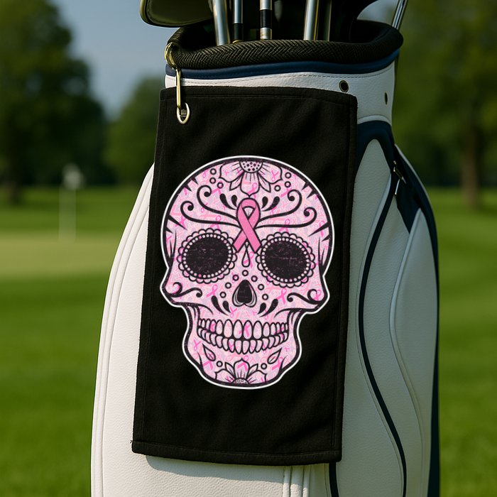 Breast Cancer Sugar Skull Day Of The Dead Dia De Los Muertos Golf Towel