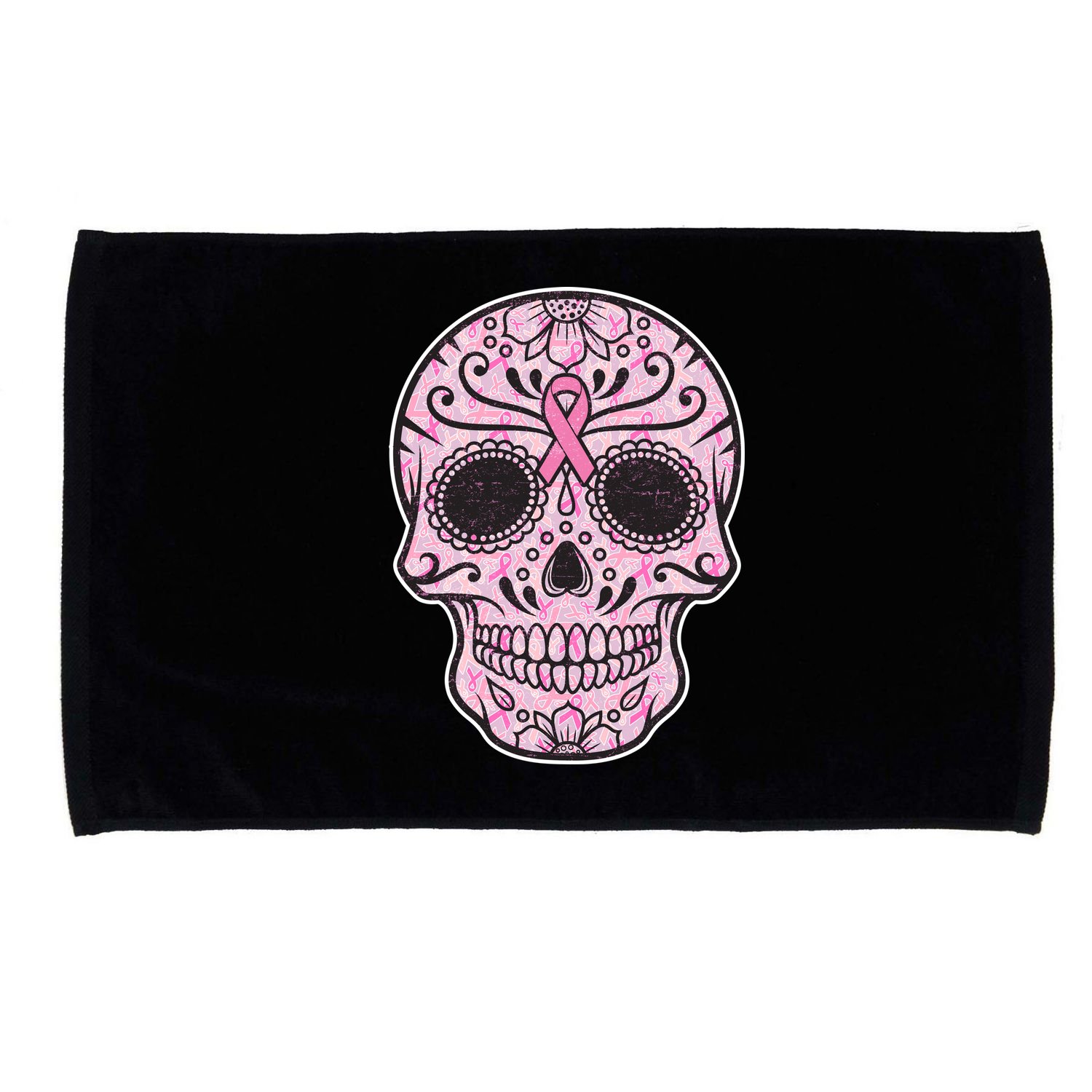 Breast Cancer Sugar Skull Day Of The Dead Dia De Los Muertos Microfiber Hand Towel