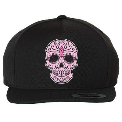 Breast Cancer Sugar Skull Day Of The Dead Dia De Los Muertos Wool Snapback Cap