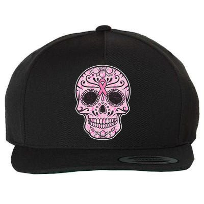 Breast Cancer Sugar Skull Day Of The Dead Dia De Los Muertos Wool Snapback Cap