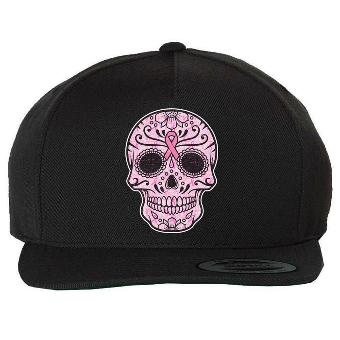 Breast Cancer Sugar Skull Day Of The Dead Dia De Los Muertos Wool Snapback Cap
