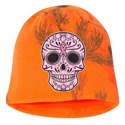 Breast Cancer Sugar Skull Day Of The Dead Dia De Los Muertos Kati - Camo Knit Beanie