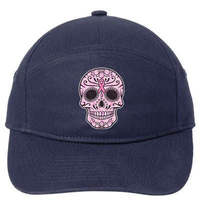 Breast Cancer Sugar Skull Day Of The Dead Dia De Los Muertos 7-Panel Snapback Hat