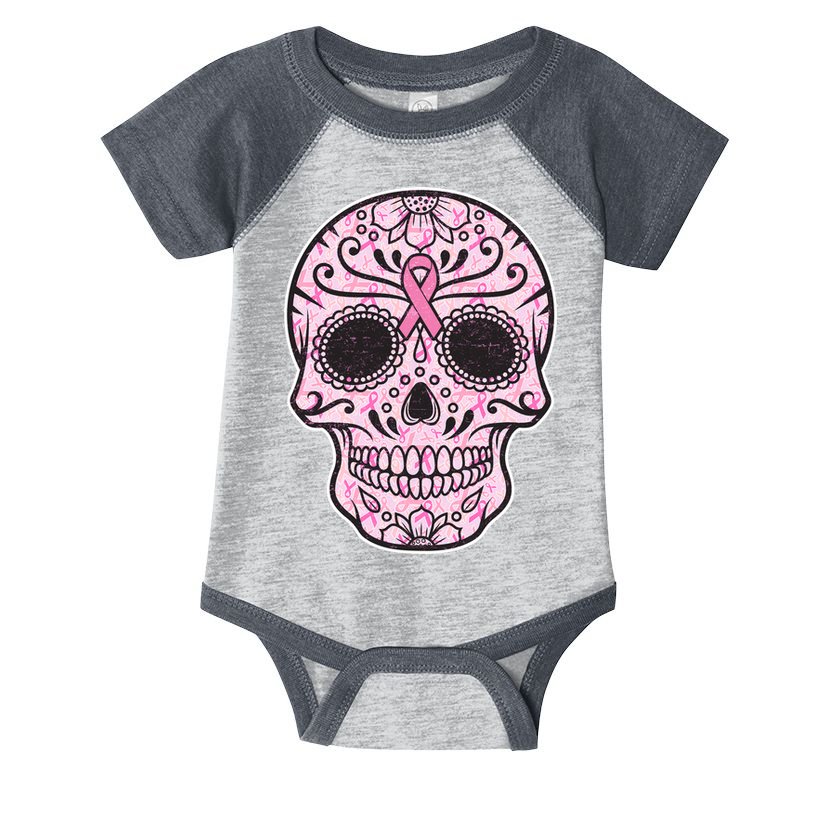 Breast Cancer Sugar Skull Day Of The Dead Dia De Los Muertos Infant Baby Jersey Bodysuit