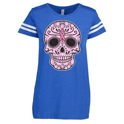 Breast Cancer Sugar Skull Day Of The Dead Dia De Los Muertos Enza Ladies Jersey Football T-Shirt