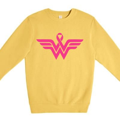 Breast Cancer Superhero Ribbon Logo Premium Crewneck Sweatshirt