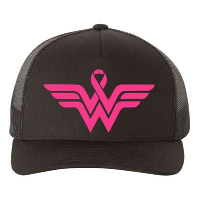 Breast Cancer Superhero Ribbon Logo Yupoong Adult 5-Panel Trucker Hat