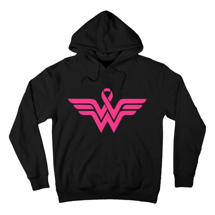 Breast Cancer Superhero Ribbon Logo Hoodie