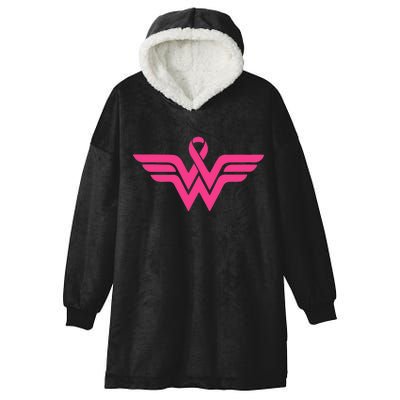 Breast Cancer Superhero Ribbon Logo Hooded Wearable Blanket