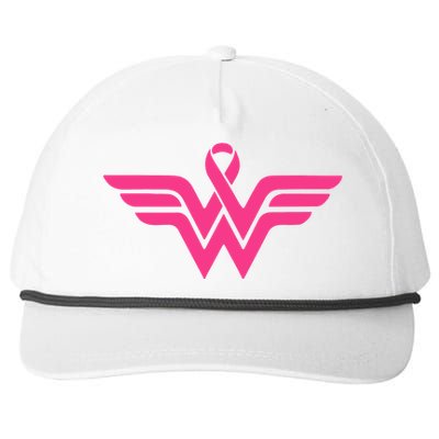 Breast Cancer Superhero Ribbon Logo Snapback Five-Panel Rope Hat