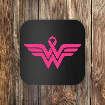 Breast Cancer Superhero Ribbon Logo Coaster