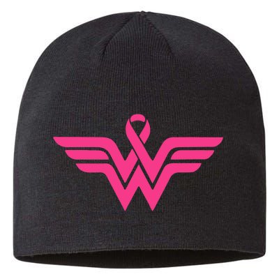 Breast Cancer Superhero Ribbon Logo Sustainable Beanie