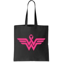 Breast Cancer Superhero Ribbon Logo Tote Bag