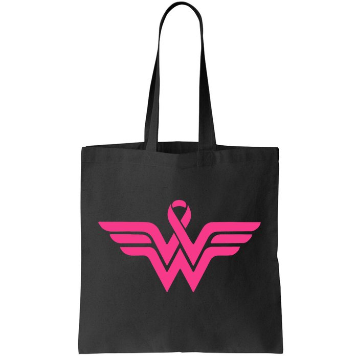 Breast Cancer Superhero Ribbon Logo Tote Bag