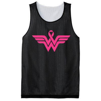 Breast Cancer Superhero Ribbon Logo Mesh Reversible Basketball Jersey Tank