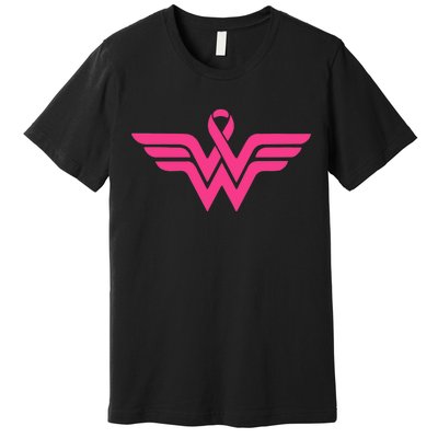 Breast Cancer Superhero Ribbon Logo Premium T-Shirt