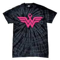 Breast Cancer Superhero Ribbon Logo Tie-Dye T-Shirt