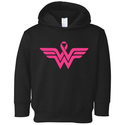 Breast Cancer Superhero Ribbon Logo Toddler Hoodie