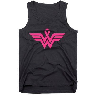 Breast Cancer Superhero Ribbon Logo Tank Top