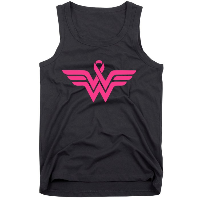 Breast Cancer Superhero Ribbon Logo Tank Top