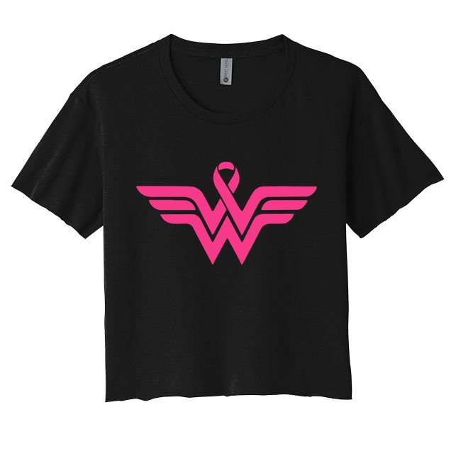 Breast Cancer Superhero Ribbon Logo Crop Top